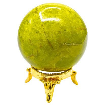 Amazing Gemstone Green Opal Crystal Ball with Stand - 2 Inches Crystal Sphere Meditation Balls for Witchcraft and Decorative Balls