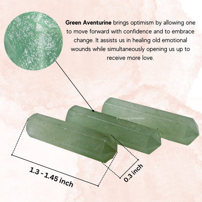Amazing Gemstone Green Aventurine Crystal Points Bulk Healing Crystals - Pack of 3 Single Terminated Healing Wand Point Bulk for Crafts, Crystal Grid, DIY Work - Premium Crystals for Beginners Gift