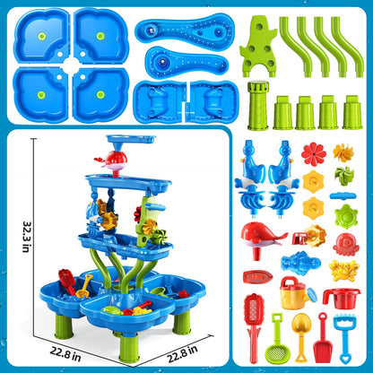 Kenthoris Water Table for Toddlers 1-3, Toddler Outdoor Toys Kids Summer Beach Backyard Pool Splash Activities Playsets, Water and Sand Activity Sensory Playset for Toddlers 1.5+ Years Old (9988)