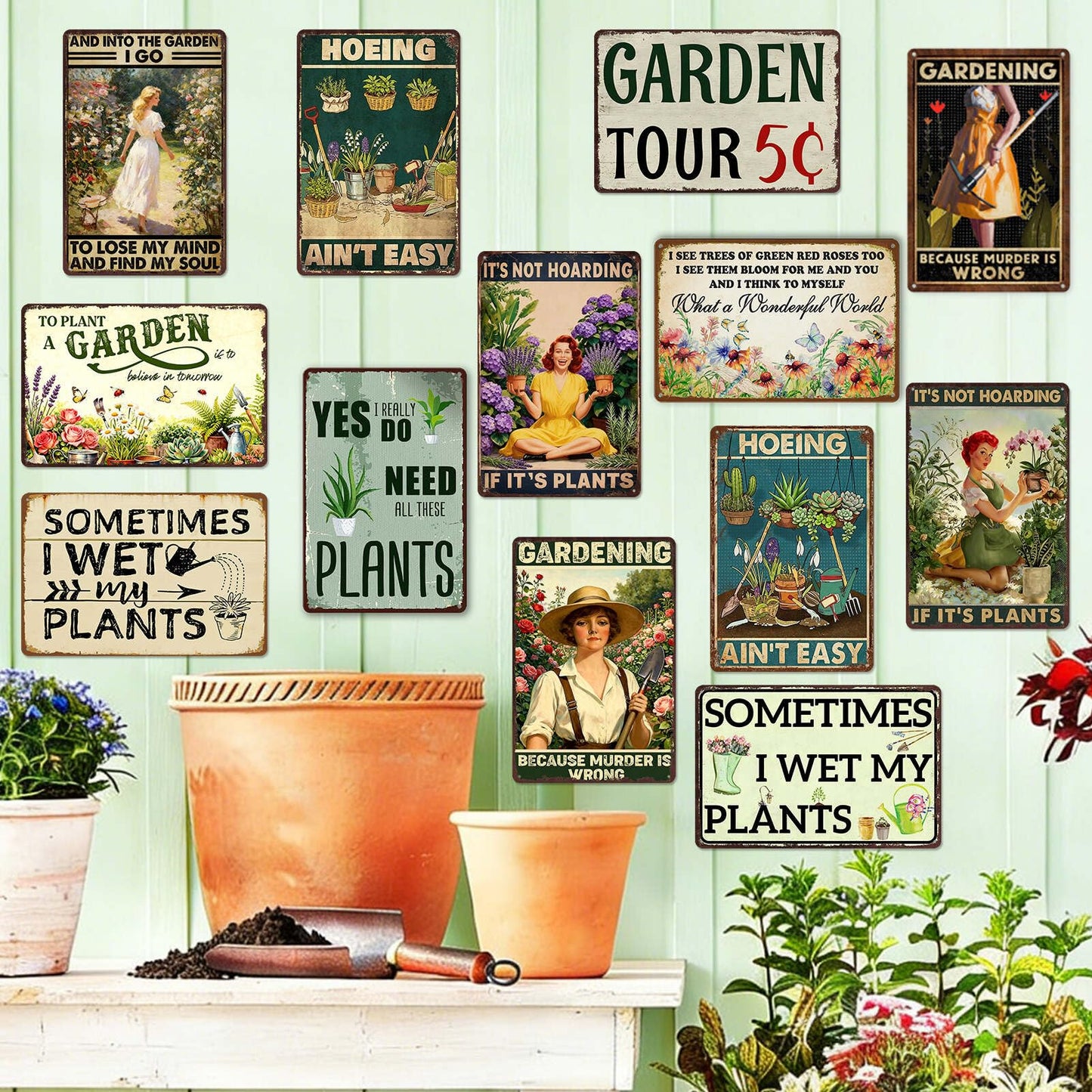 Plant Accessories Indoor Funny Green House Decor Gardening Gifts For Women It‘S Not Hoarding If It'S Plants Sign Plant Lovers Gift Ideas Greenhouse Accessories And Supplies Plant Decor Sign 12 X 8 In