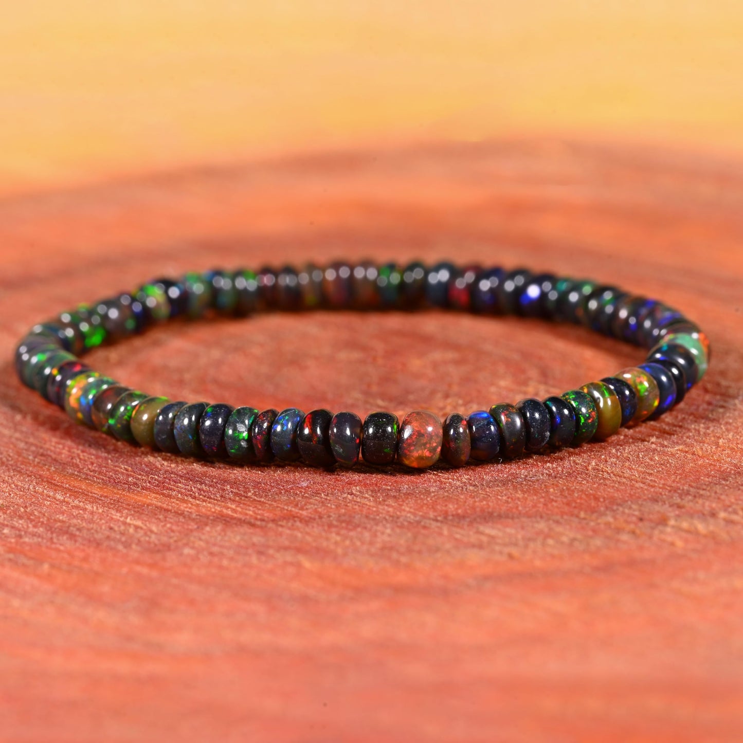 GEMS OF BAY Opal Bracelet (6 Inches, Black)