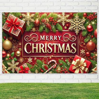 BlissYard Merry Christmas Banner Festival Wall Hanging 71x43 Inches Large Banner for Christmas Holiday Decor Home Party Decorations Perfect for Indoor Outdoor Use