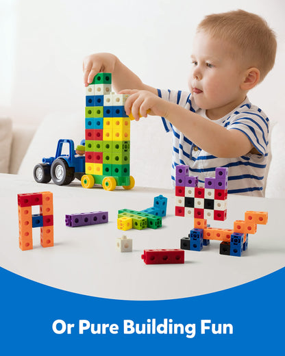 Coogam Math Manipulatives, Math Game for Kids 3-8 with Number Counting Snap Linking Cube, 1st Grade Math Flashcards Toy Gift for Preschool Learning