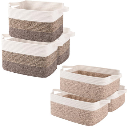 OIAHOMY 3 Pack Storage Basket, Woven Baskets for Storage, Cotton Rope Basket for toys,Towel Baskets for Bathroom,Brown