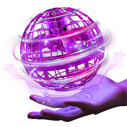 Ciniffo Flying Orb Ball Toy 2025 – Light Up Hand Controlled Boomerang Spinner Mini Drone Toy, Hover Cosmic Globe Ball, Cool Christmas & Birthday Gift for Girls Boys Teens Ages 6+ (Purple)