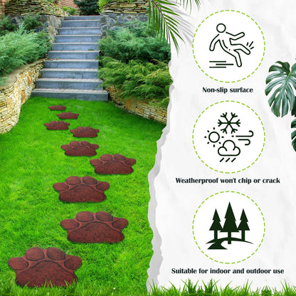 Yaocom 3 Pieces Dog Paw Garden Stepping Stones Garden Decor Cast Irons Dog Rocks Rustic Outdoor Stones Decorative Stone for Garden Walkway Outdoor Decoration, 12 Inch (Brown)