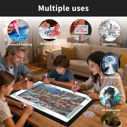 Zocelight Rechargeable A2 Light Pad 25.2" x 18.4",Magnetic Light Board for Diamond Painting,Physical Buttons,US Adapter,3 Colors,Stepless Dimming Light Box for Tracing, Light Table Sketching,Drawing