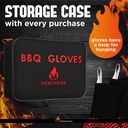 BBQ Grill & Oven Gloves 1472°F Heat Resistant – Fireproof, Non-Slip Silicone Mitts for Grilling, Smoking & Baking – Extra-Long Protection – Includes Storage Case & Luxury Gift Box | Pro Series