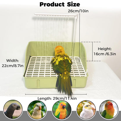 Automatic Parakeet Bird Bath with Pump, Large Bird Shower Fountain Indoor Bathtub with Running Water, Parrot Bath Tub Faucet for Pet Birds, African Grey, Cockatiel, Conure, Budgie, Lovebird