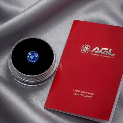 AGL Certified Lab Grown Sapphire, Brilliant Cut Loose Stone, for Fine Jewelry Making, 0.5 Carat (5mm)