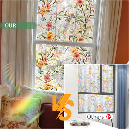 WBQMUNY Stained Glass Window Film,Window Privacy Films,Rainbow Glass Decals Stickers for Home Anti UV17.7" x 43.3"