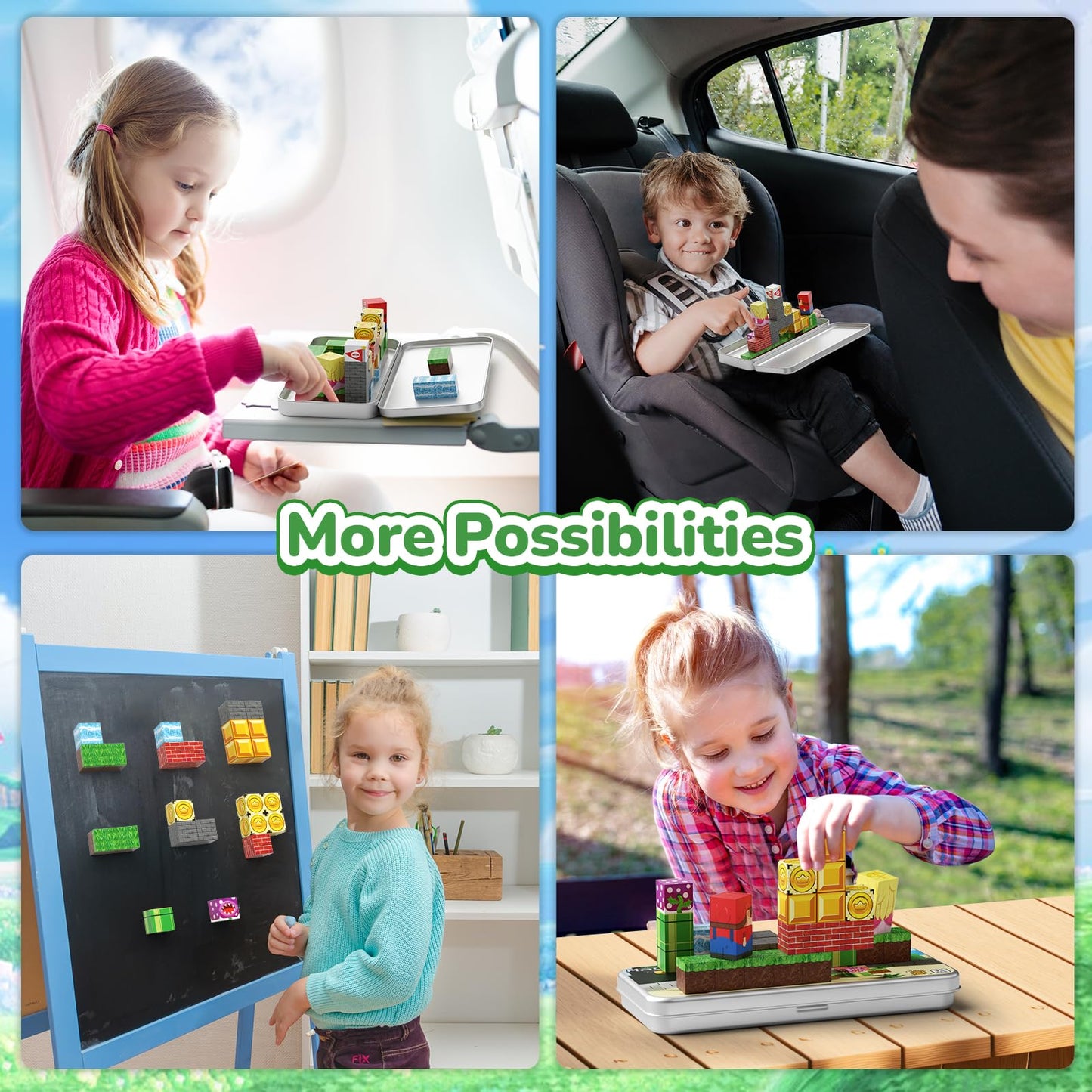 MEIQ Mini Magnetic Blocks STEM Toys for Kids Ages 3-8, 35PCS Travel Building Set with Magnetic Storage Tin Box, Educational Construction Toys for Toddlers, Preschool Birthday Gift for Boys & Girls