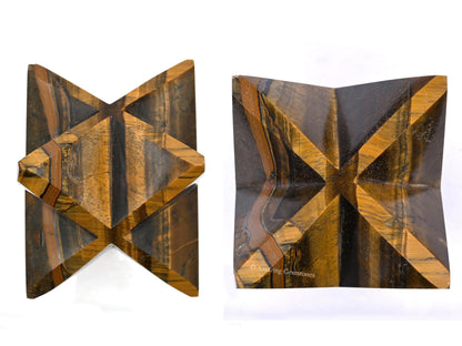 Amazing Gemstone Tiger Eye Merkaba Crystal - 1.5 Inches Metaphysical Merkaba Star for Meditation - Energetic Tetrahedron Crystal and Healing Stones and Healing (35-40mm)