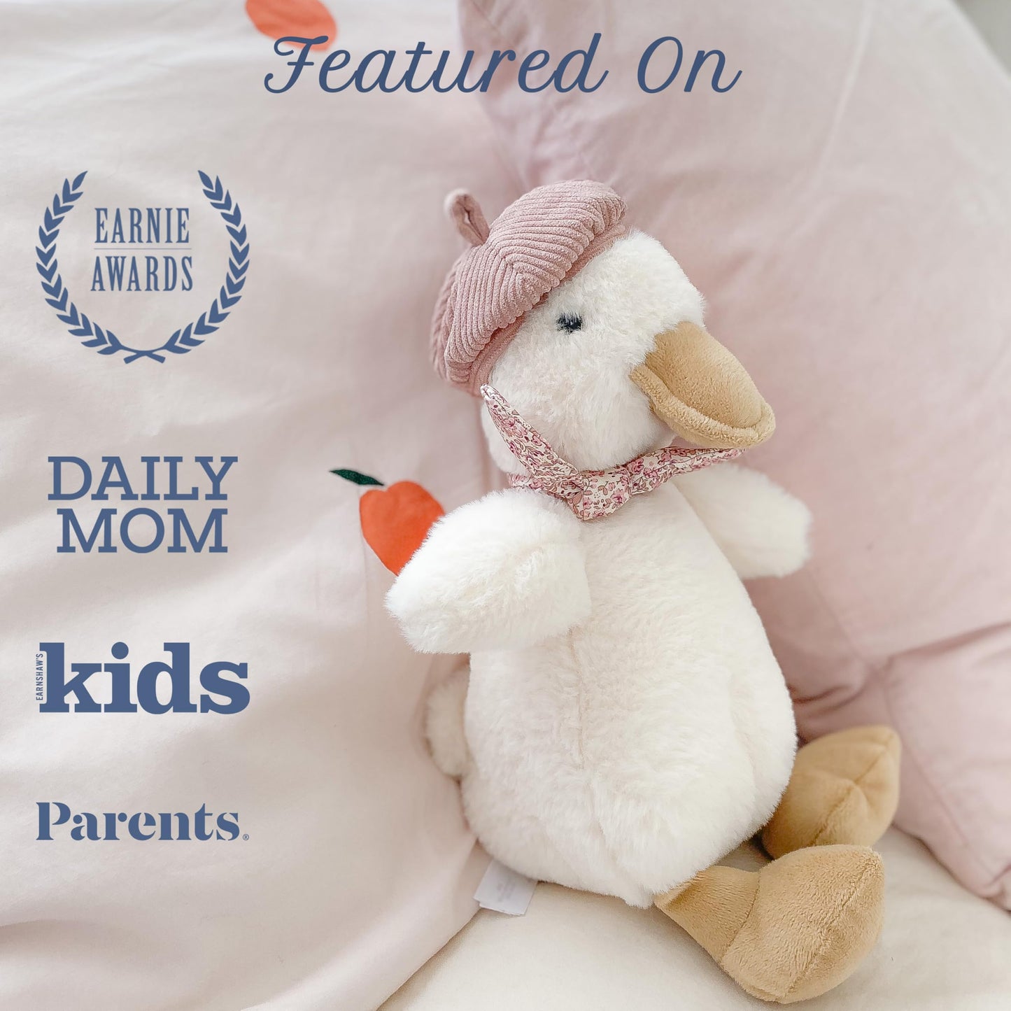 MON AMI Colette The Duck 11.5-Inch Stuffed Animal for Boys & Girls | Soft Duck Plush Toy | Cute Playtime Companion | Nursery & Room Décor | Gift for Birthdays & Showers