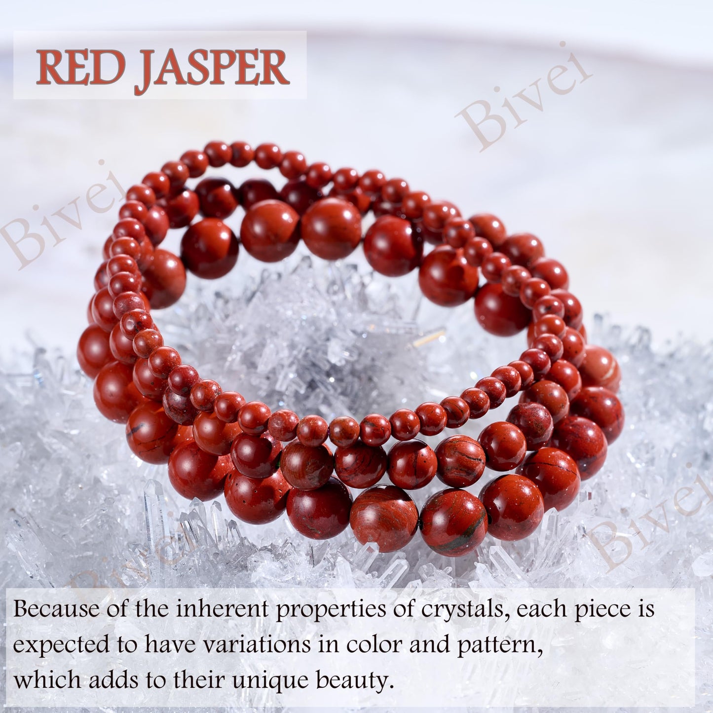 Bivei Red Jasper-Strong Base-6mm Beaded Bracelets for Women Handmade Semi Precious Natural Stone Stretch Elastic Jewelry for Women Yoga Protection Gifts