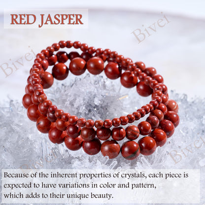 Bivei Red Jasper-Strong Base-4mm Beaded Bracelets for Women Handmade Semi Precious Natural Stone Stretch Elastic Jewelry Yoga Protection Gifts