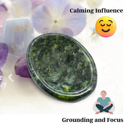 Amazing Gemstone Green Jade Worry Stone Crystals and Healing Stones - Worry Stones for Stress Relief Gifts - Piedra Crystal Fidget for Meditation - Unique Stocking Stuffers and Birthday Gifts