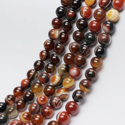 MJDCB Red Coffee Agate Beads Natural Agate Stone Round Loose Beads Ball Handmade Jewelry Bracelet Making DIY (6mm)