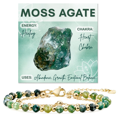 Farfume Moss Agate Crystal Bracelet Beaded Bracelets for Women 4mm Natural Stone Beads Gemstone Handmade Jewelry Valentine's Day Gifts