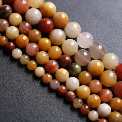 6MM 60PCS Natural Stone Golden Thread Jade Crystal Loose Beads for Jewelry Making DIY Bracelet Necklace 1 Strand 15’’