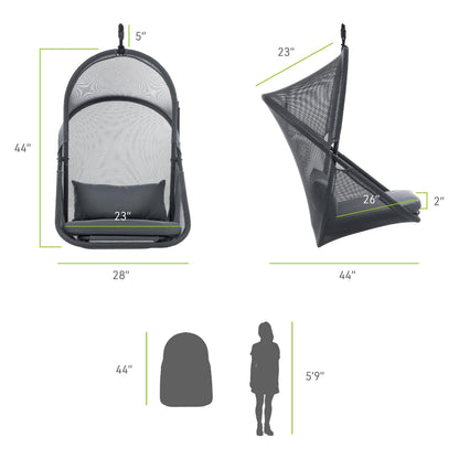 Greemotion Crush Metal Frame Indoor and Outdoor Swing Chair with Cushions, Breathable and UV-Resistant Mesh, 220 lbs Capacity for Patio Backyard, Balcony, Garden, Bedroom, Light Gray