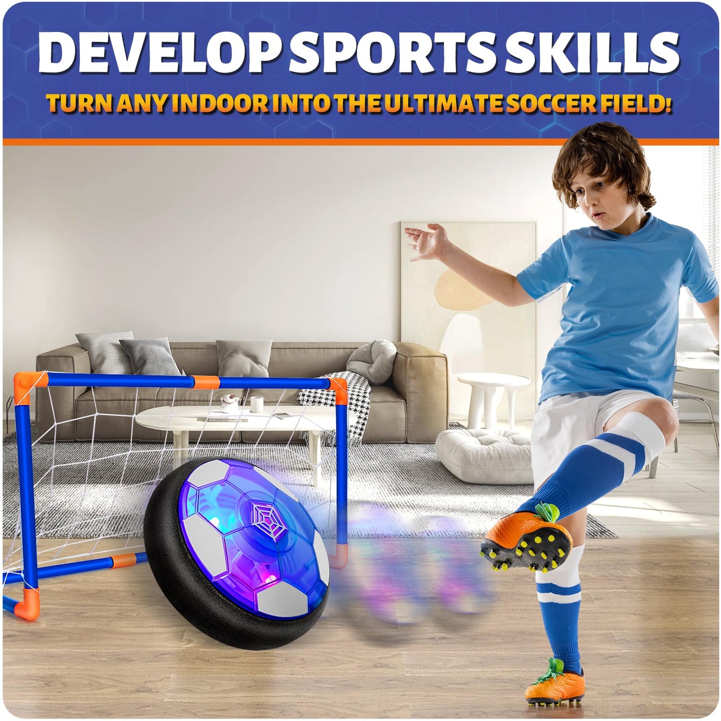 Hover Soccer Ball Set with 2 Goals, Indoor Toys for Boys Age 6-8, Kids Soccer Gift for Boys 8-12, Kid Sports Games Toys for 3 4 5 6 7 8 Year Old, Ideas Christmas Birthday Gifts for Kids Ages 4-8