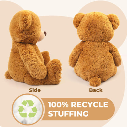 LotFancy 20'' Teddy Bear Stuffed Animals, Soft Cuddly Cute Plushies, Plush Toys with Footprint Design, Stuffed Animals for Girls Kids Baby Toddlers, Baby Shower Easter Birthday Gift Decor, Brown