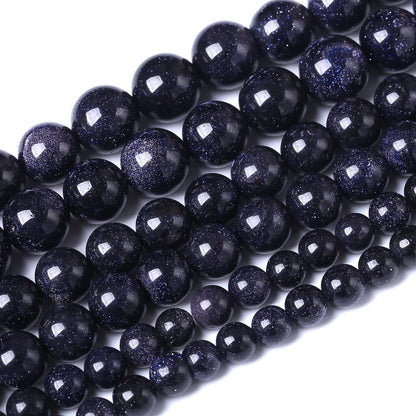 45PCS 8MM Natural Blue Sand Stone Beads Energy Healing Beads for DIY Jewelry Bracelet Necklace Making for Jewelry Making15Inch