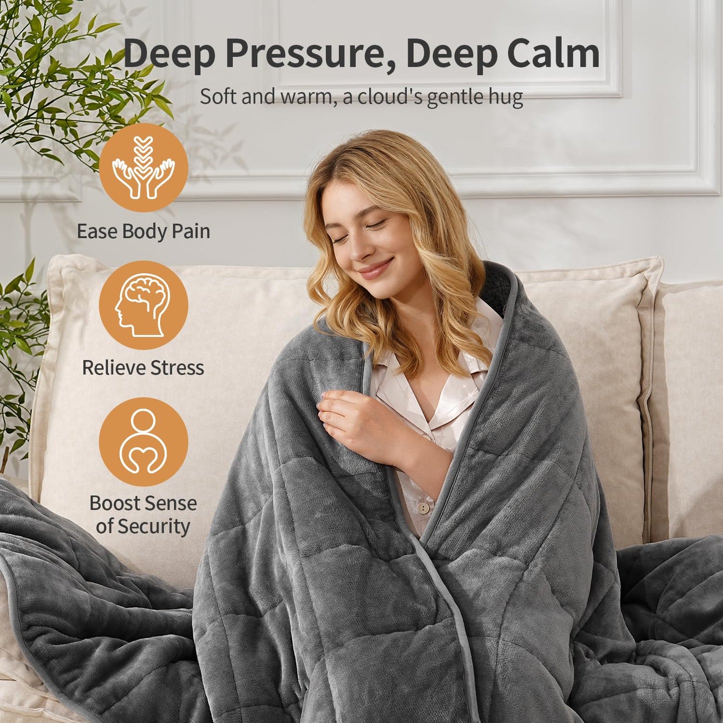 Uttermara Weighted Blanket Queen Size 20lbs 60x80 inches, Cozy Sherpa Weighted Blankets with Soft Plush Fleece, Warm Sherpa Snuggle Thick Heavy Blanket Great for Sleep and Calming, Grey