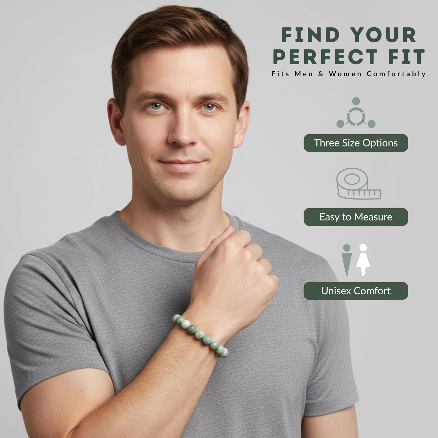 Cherry Tree Collection Burma Jade Bracelet – Handmade 8mm Natural Jadeite Beaded Stretch Bracelet for Men & Women – Healing, Protection & Positive Energy – Unisex Jewelry, Gift-Ready - (Medium)