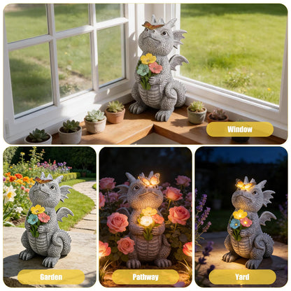 ehuoyan Solar Garden Dragon Statue Outdoor Garden Decor Lights Unique Dragon Gifts for Women Mom Yard Patio Decorations Solar Powered