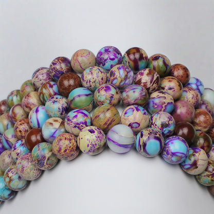 MJDCB 4mm Purple Blue Imperial Jasper Gemstone Beads Round Loose Stone Bead for Jewelry Making Bracelets Necklaces