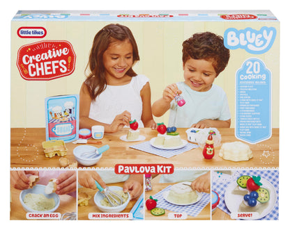 Little Tikes Creative Chefs Bluey Pavlova Kit with 15 Accessories, Pretend Play Cooking Set, for Boys and Girls Ages 3+ Years