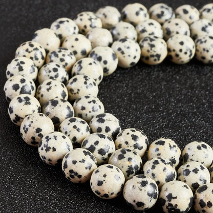 45pcs 8mm Natural Dalmatian Stone Beads Gemstone Beads Round Loose Beads for Jewelry Making