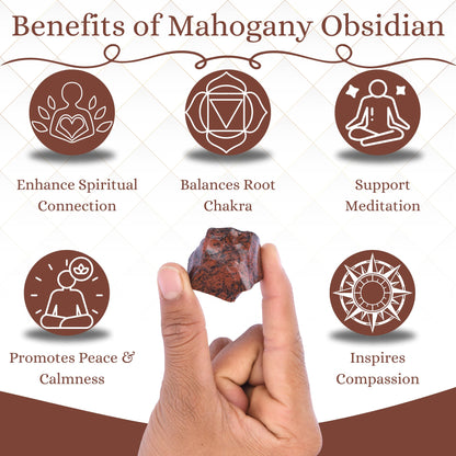 ANAYA AGATE Mahogany Obsidian 2 Pcs Raw Crystals Rough Gemstones w/Authenticity Card, Velvet Pouch - Large 1.25–2.0" Raw Stones for Tumbling, Cabbing, Polishing, Cutting Natural Healing Crystals for Home Decor, DIY Stones