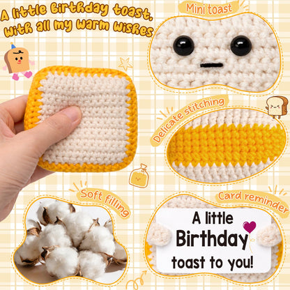 Ovrrcame A Little Birthday Toast to You - Funny Happy Birthday Gifts for Women, Men, Mom, Dad, Sister, Best Friend - Unique Birthday Decorations Crochet Toast Gift Card for Her/Him Ideas, Mothers Day