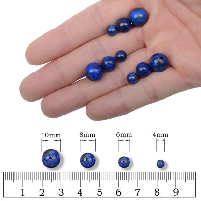 AD Beads Natural Gemstone Round Loose Beads 15" for Bracelet Necklace Earrings Jwelery Making Crafts DIY (10mm, Blue Lapis)