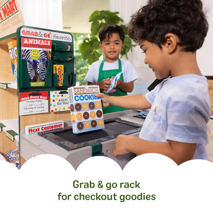 Melissa & Doug Fresh Mart Companion Set, Grocery Store Pretend Play Toys, Toy Kitchen Accessories & Play Food, Preschool Learning Toys for Girls & Boys 3+
