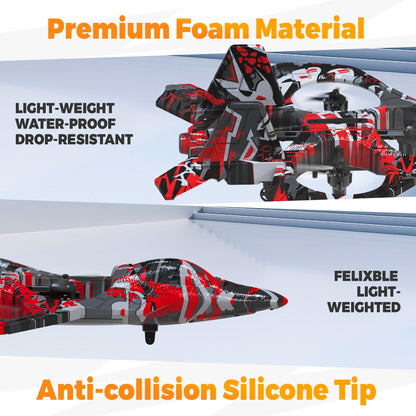 BEZGAR RC Plane, Foam Remote Control Airplane, Drone for Kids, RC Aircraft for Boys and Girls, Fighter Jet Helicopter with LED Lights, Altitude Hold, 360° Flip Stunt Rotation, Toy Airplane Red