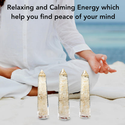 Amazing Gemstone Clear Quartz Orgonite Orgone Crystal Towers - Large 4.5" Orgonite Crystal Wand Obelisk Tower Point for Meditation, Crystals and Healing Stones Gift and Protection