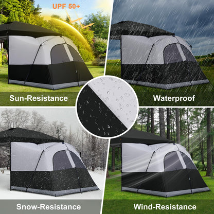 KAMPKEEPER Canopy Side Tent,4-6 Person Camping Cube Tent for 10x10 Pop Up Canopies,Easy Up Gazebo with Window,Compatible with 10' Wide Canopy Tents (Black)