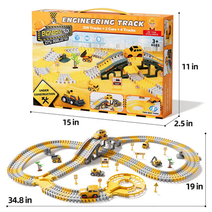 iHaHa Toddlers Construction Race Tracks Toys Gifts for 3 4 5 6 Years Old Boys Kids, 2PCS Electric Race Cars & 4 PCS Construction Trucks, Birthday Gift Toys for Boys 2 3 4 5 6+