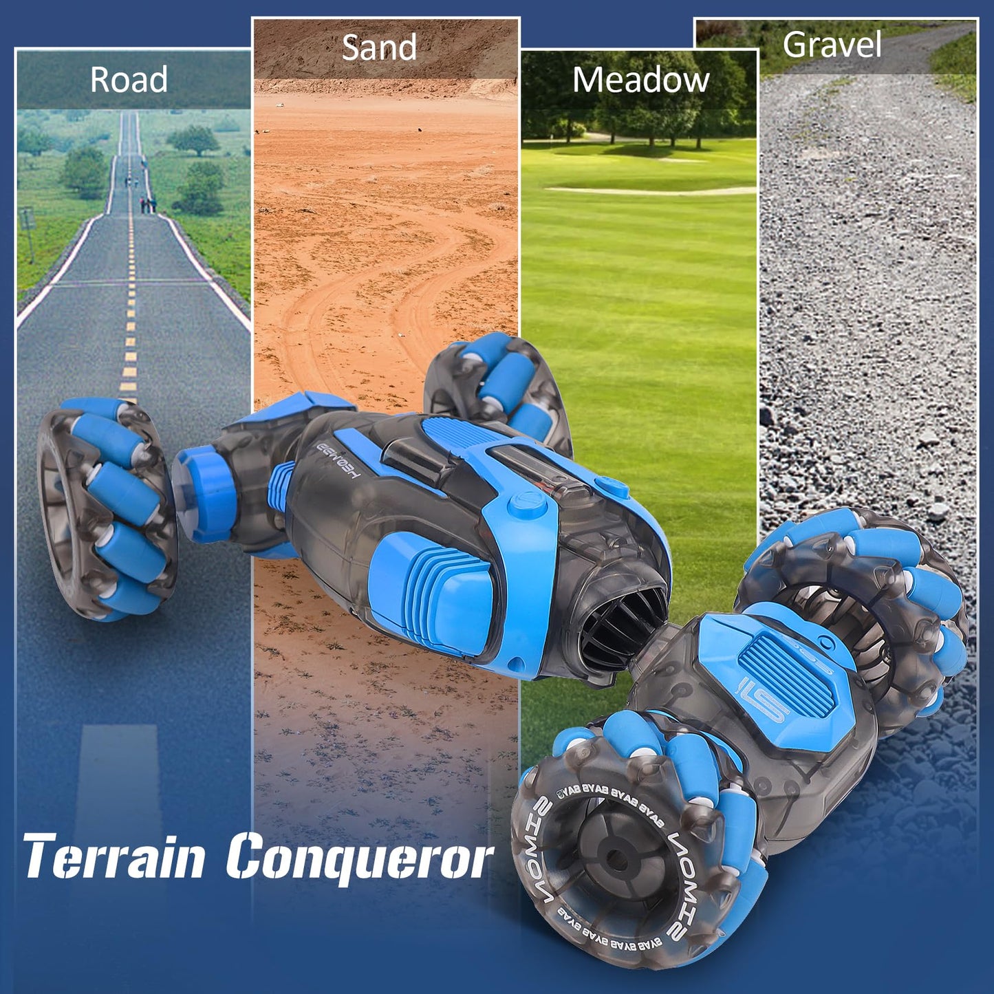 Gesture Sensing RC Stunt Car for Boys, Remote Control Toys for Kids Age 5-7, 6-8, 9 10 11 12+ Years Old Birthday Gifts, 2.4GHz Hand Controlled RC Drift Car with Light & Music, Double-Sided Driving