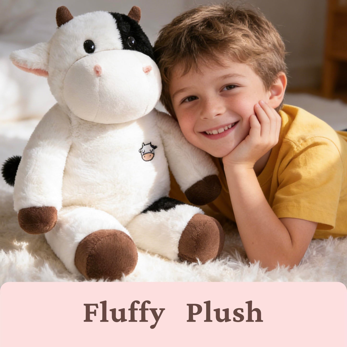 IKASA Big Cow Stuffed Animal Plush Toy,18" Large Soft Plushy Fluffy Toys, for Kids Girls Boys