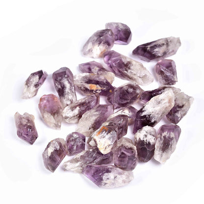 JIC Gem 24-30Pcs 0.4-0.5 Lbs Bulk Amethyst Healing Crystals Rough Stones,raw Amethyst Point Bulk,Amethyst Chips Bulk,for Reiki Healing,DIY Jewelry Making, Witchcraft, Tumbling, Fountain Rocks