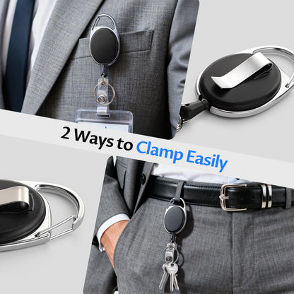 Diateklity 20 Pack Retractable Badge Holder with Carabiner Reel Clip, Badge Reel Bulk ID Card Key Holder with Ring, Sturdy Black Key Chain Extender for Office Work Employee