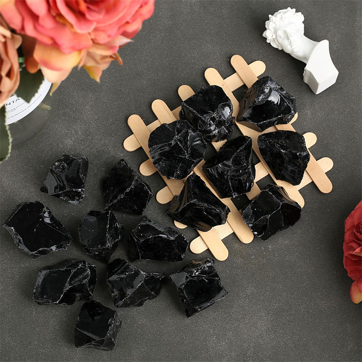 YATOJUZI Black Obsidian 1lb Bulk Natural Healing Crystals Raw Rough Rocks Stones Sets for Cabbing Tumbling Cutting Lapidary Polishing Reiki Crytsal Healing Wire Wrapping Decoration Gemstone
