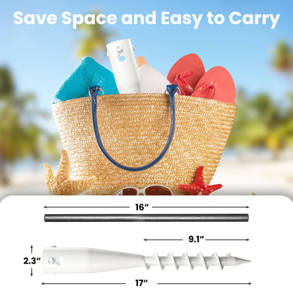 Lcokeiy Beach Umbrella Sand Anchor - Heavy Duty Outdoor Umbrella Holder No Dig Ground Umbrella Base - Sturdy and Reliable 2.3“ Inner Diameter, White(1 Pack)
