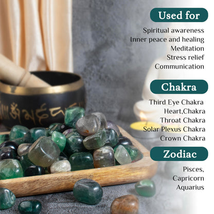 Crocon 1LB Multi Fluorite Tumbled Stones and Crystals Bulk 2000+ Carats Natural Crystal Kit for Reiki Healing Crystal Polished, Tumble Stones, Chakra Balancing, Reiki Gift, Home Decor Size : 20mm
