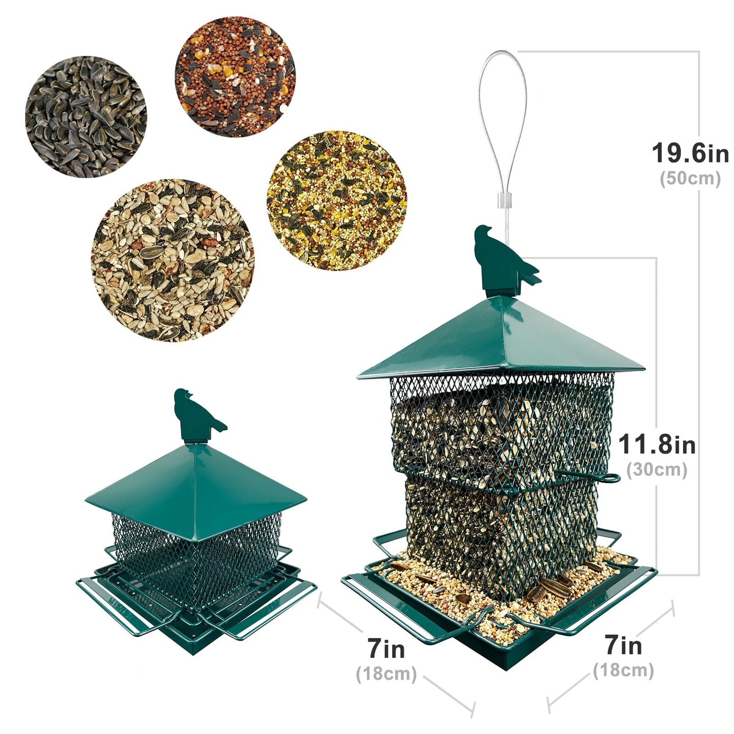 Bird Feeders for Outdoor Hanging, Heavy Duty Metal Bird Feeder, 6lb Large Capacity, Supports Cardinal, Finch, Blue Jay and Wild Birds